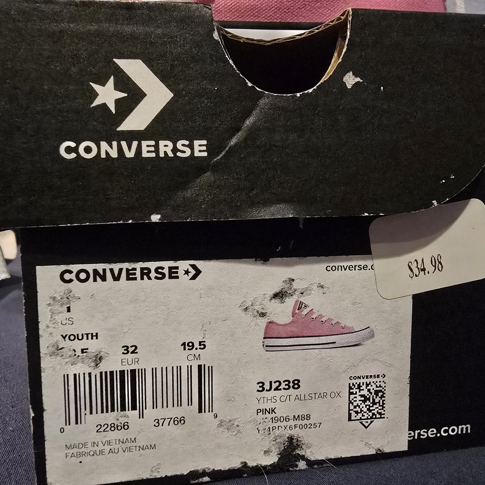 Converse Pink and White Youth Sneakers - Picture 3 of 3
